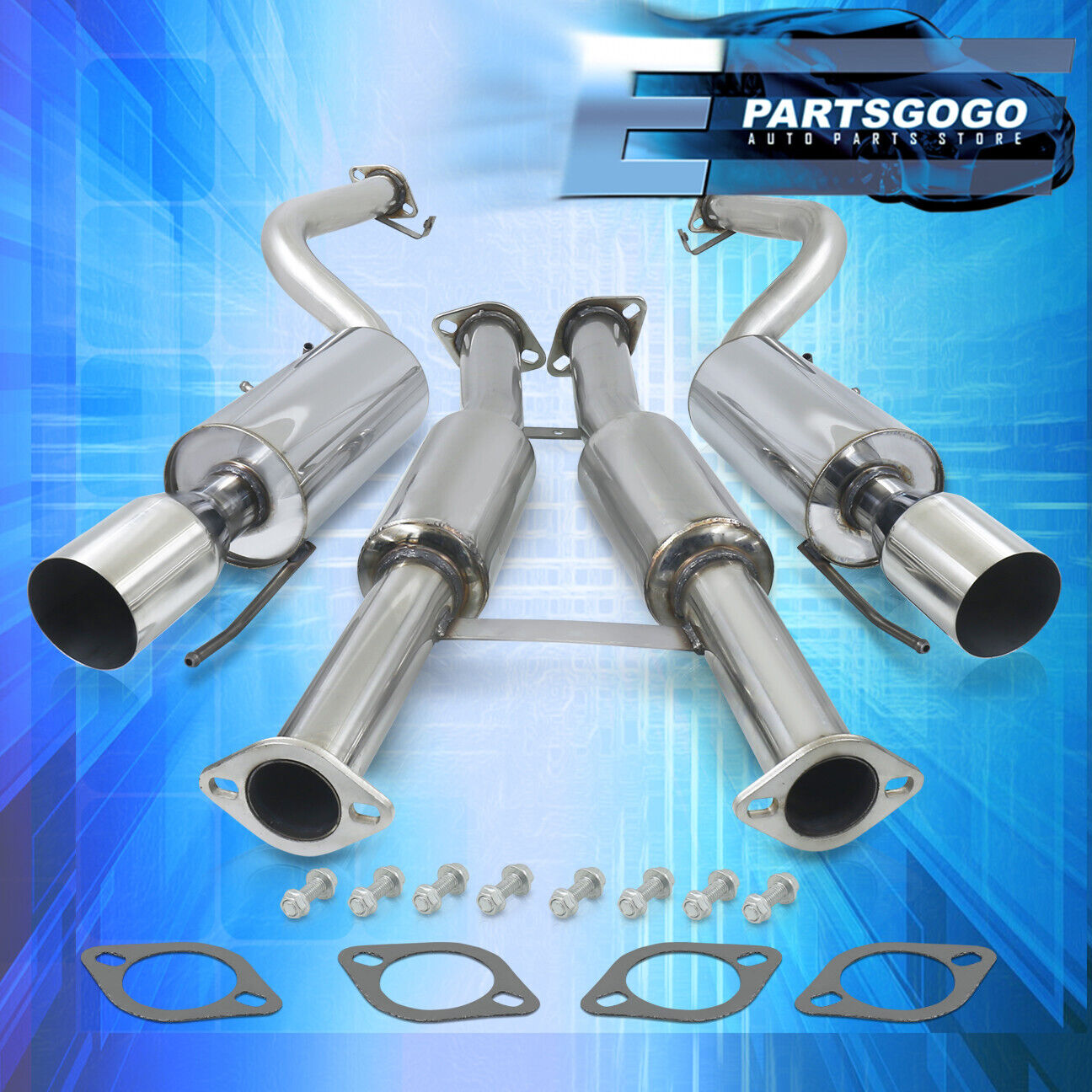 For 90-96 Nissan 300ZX Z32 2+0 NA TT Dual Cat Back Exhaust System 4\