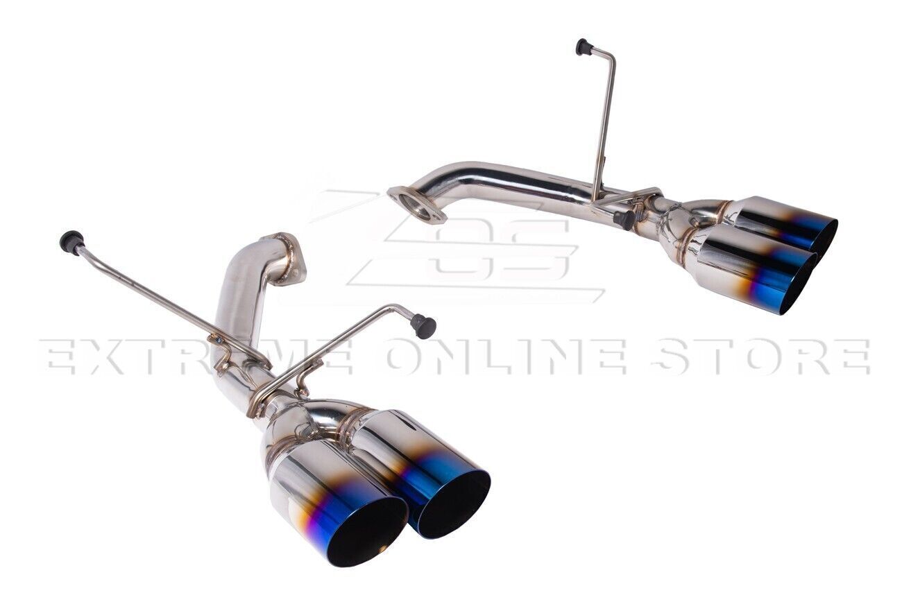 4 In Rear Axle Back Double Wall Quad Burnt Stainless Tips Exhaust For WRX 22-Up