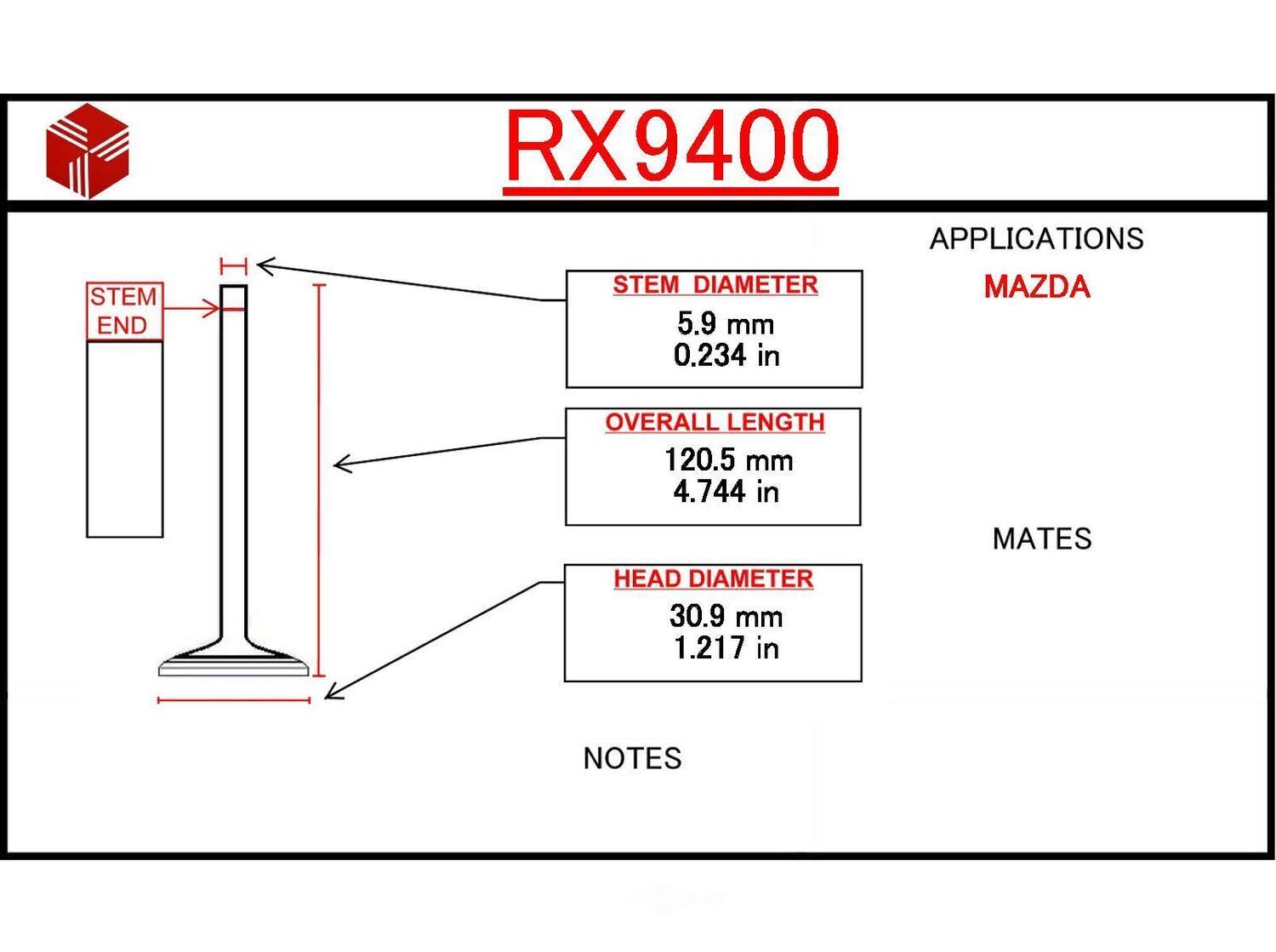 Engine Exhaust Valve ITM RX9400 fits 90-95 Mazda 929 3.0L-V6