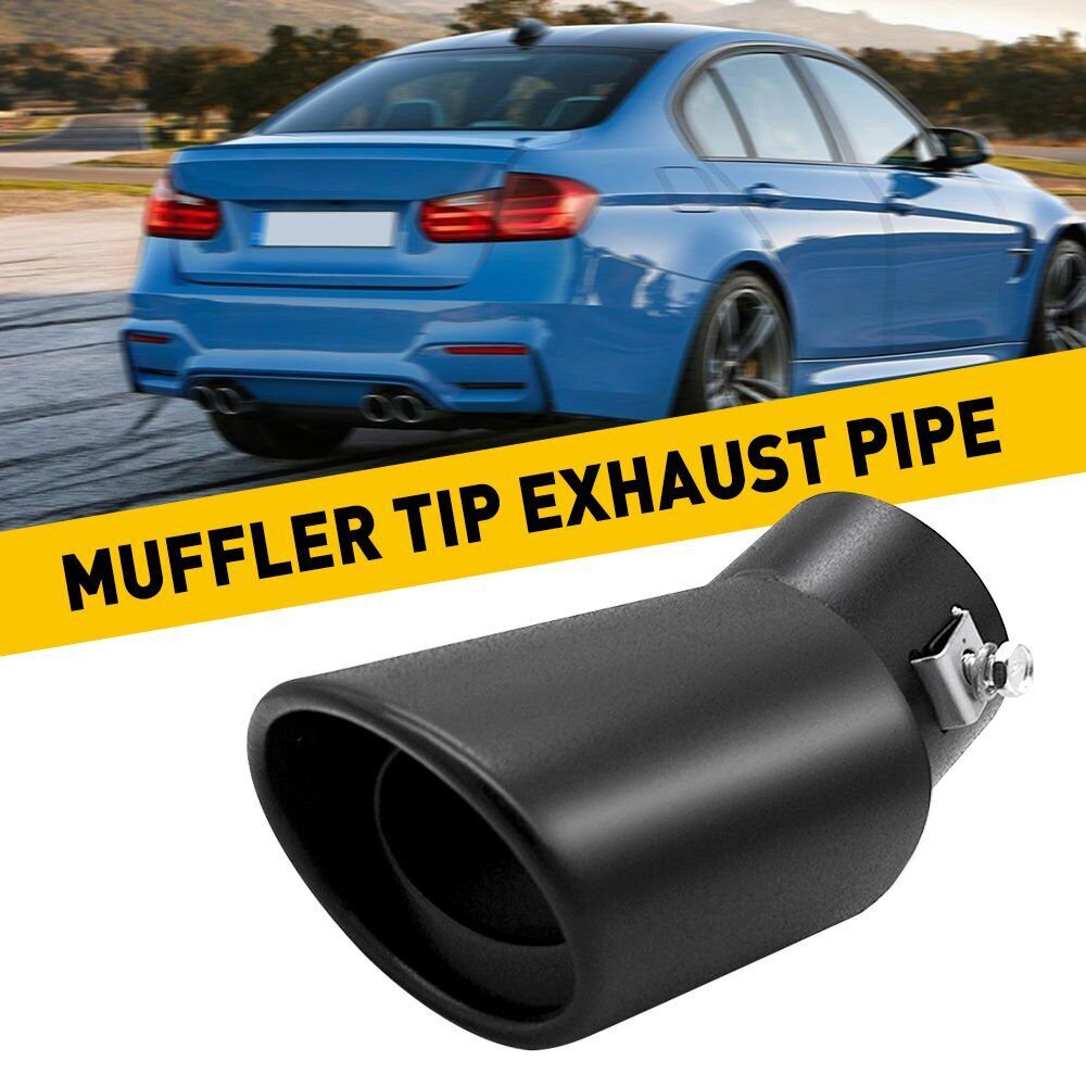 AUTO/Car Exhaust Pipe 62mm Stainless Steel Bend Muffler Tip Tail Throat Black EU