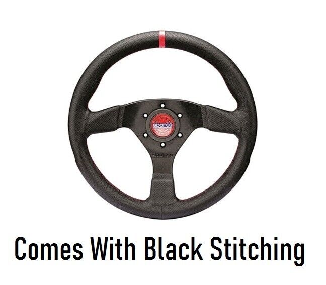 Sparco R383 Champion Black Stitching And Leather Steering Wheel - 015R383PLUNNR
