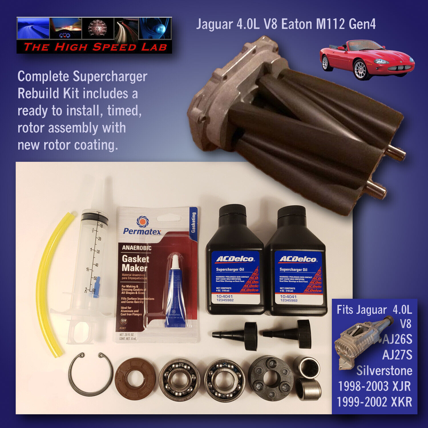 Jaguar 4.0L Supercharger Rotor Rebuild Kit V8 XJR XKR Silverstone AJ26S AJ27S