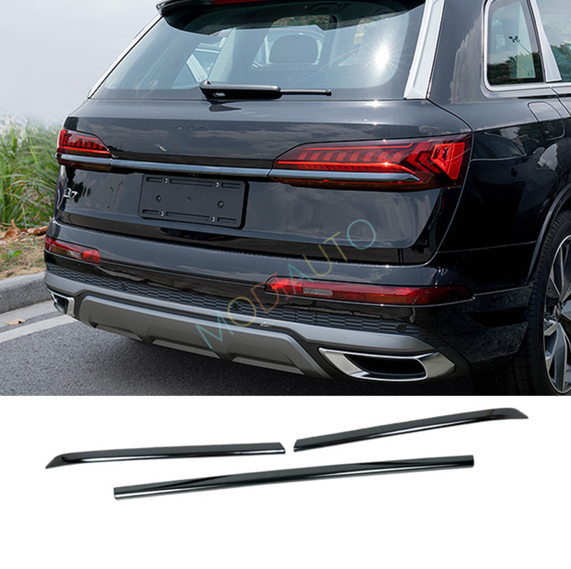 For Audi Q7 SQ7 2020-2023 Steel Black Rear Trunk Tail Gate Taillight Cover Trim