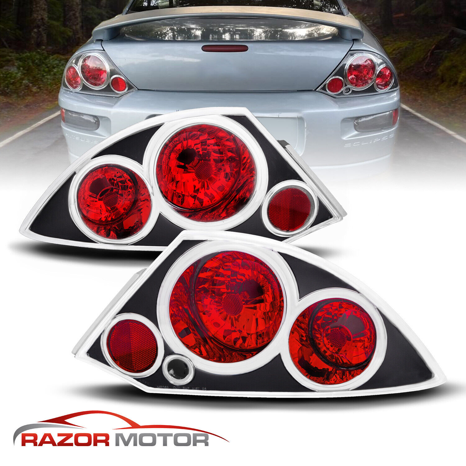 2000-2005 For Mitsubishi Eclipse Base/GT/Spyder Altezza Style Black Tail Lamps