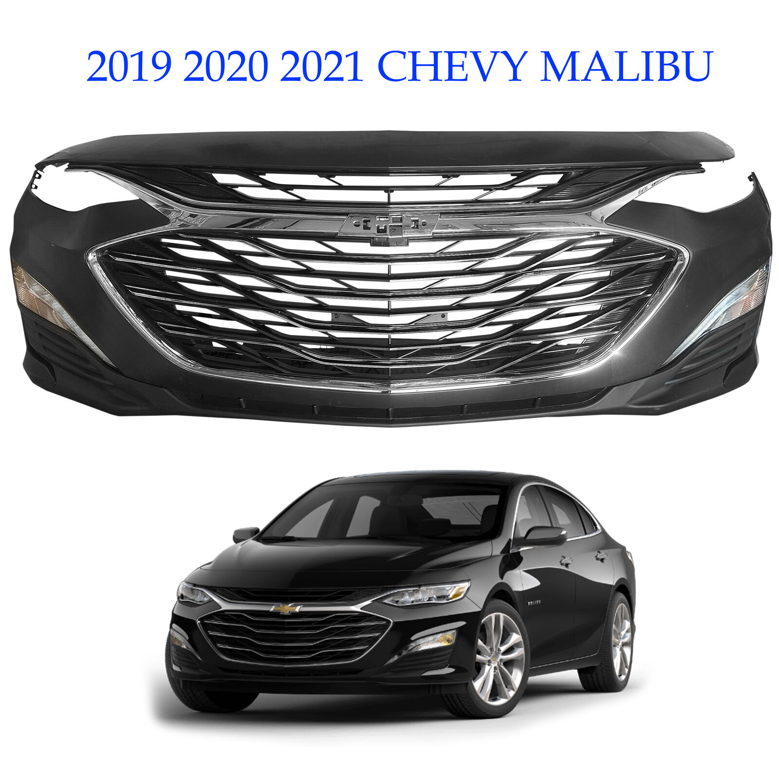 For 2019 2020 2021 Chevy Malibu Front Bumper Assembly Grilles Fog PICK UP ONLY