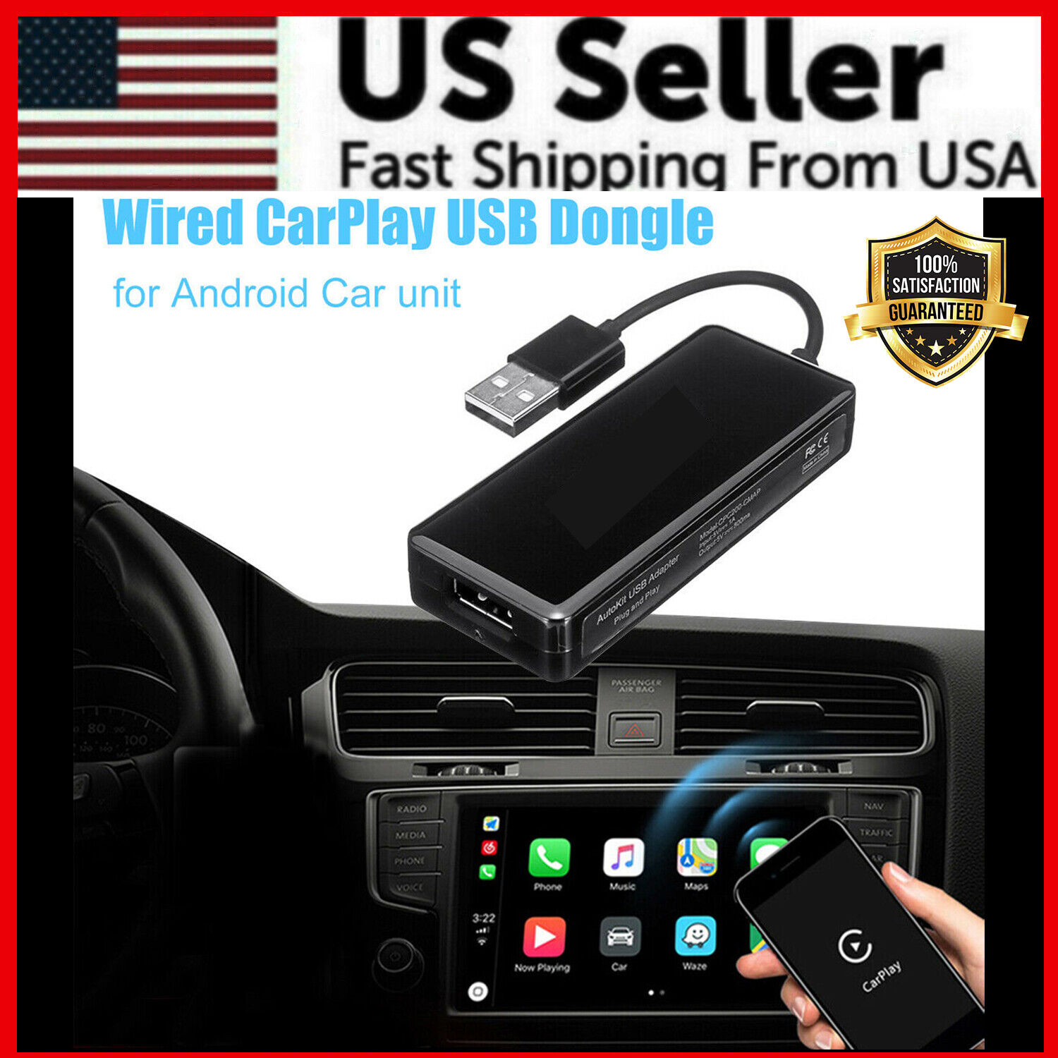 Carlinkit USB IOS CarPlay Dongle Adapter For Android Car Auto Navigation Player