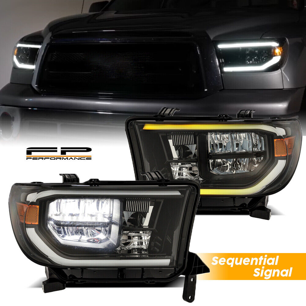 For 07-13 Tundra 08-17 Sequoia TRD Design Sequential Signal Full LED Headlights