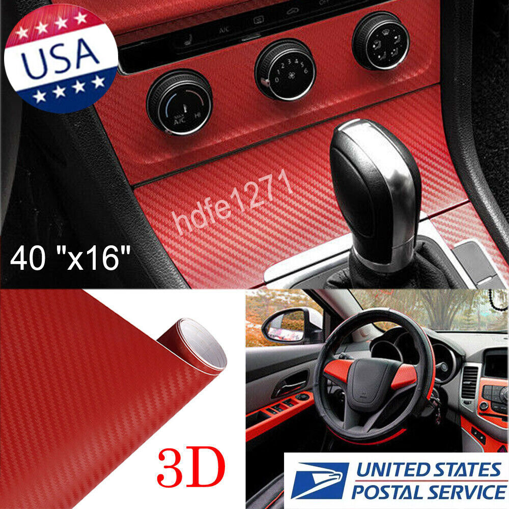 3D Car/tablet Red Interior Accessories Panel Carbon Fiber Vinyl Wrap Sticker 100