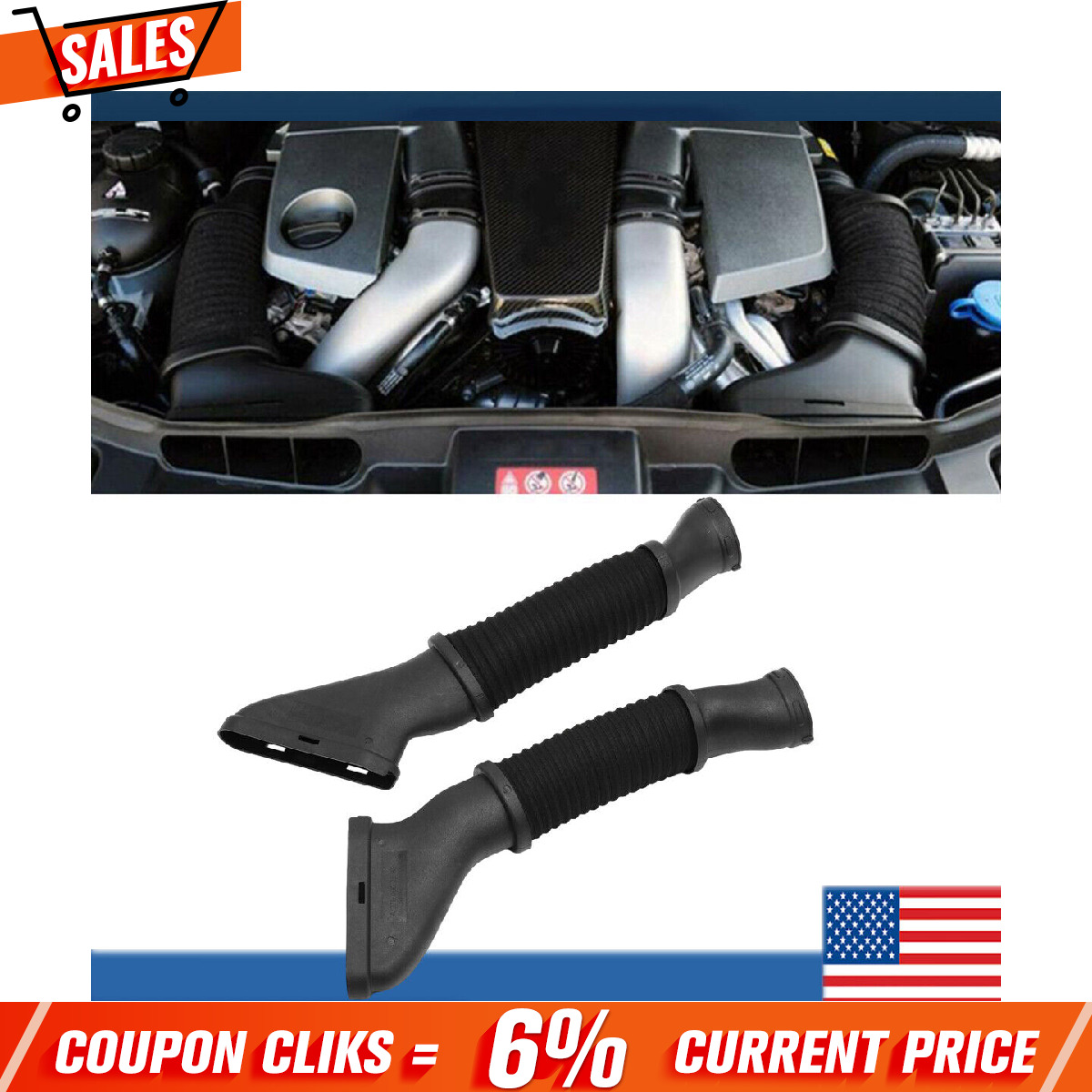 2PCS Air Cleaner Intake hose Left & Right Side For Mercedes W166 GL550 GL450