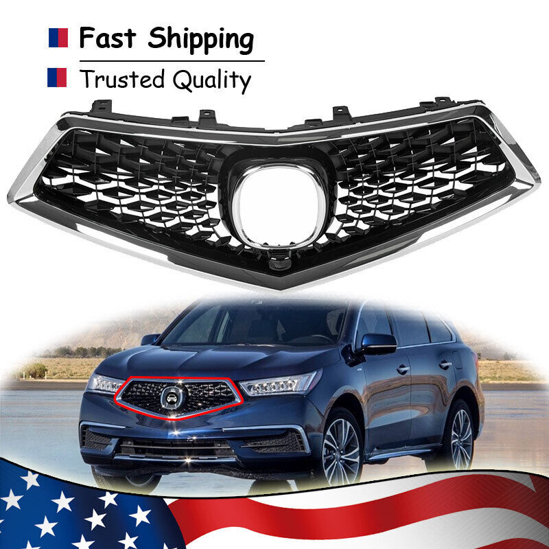 Fit 2017 2018 2019 2020 Acura MDX 4DR 5DR Front Upper Grille Grill W/Chrome trim
