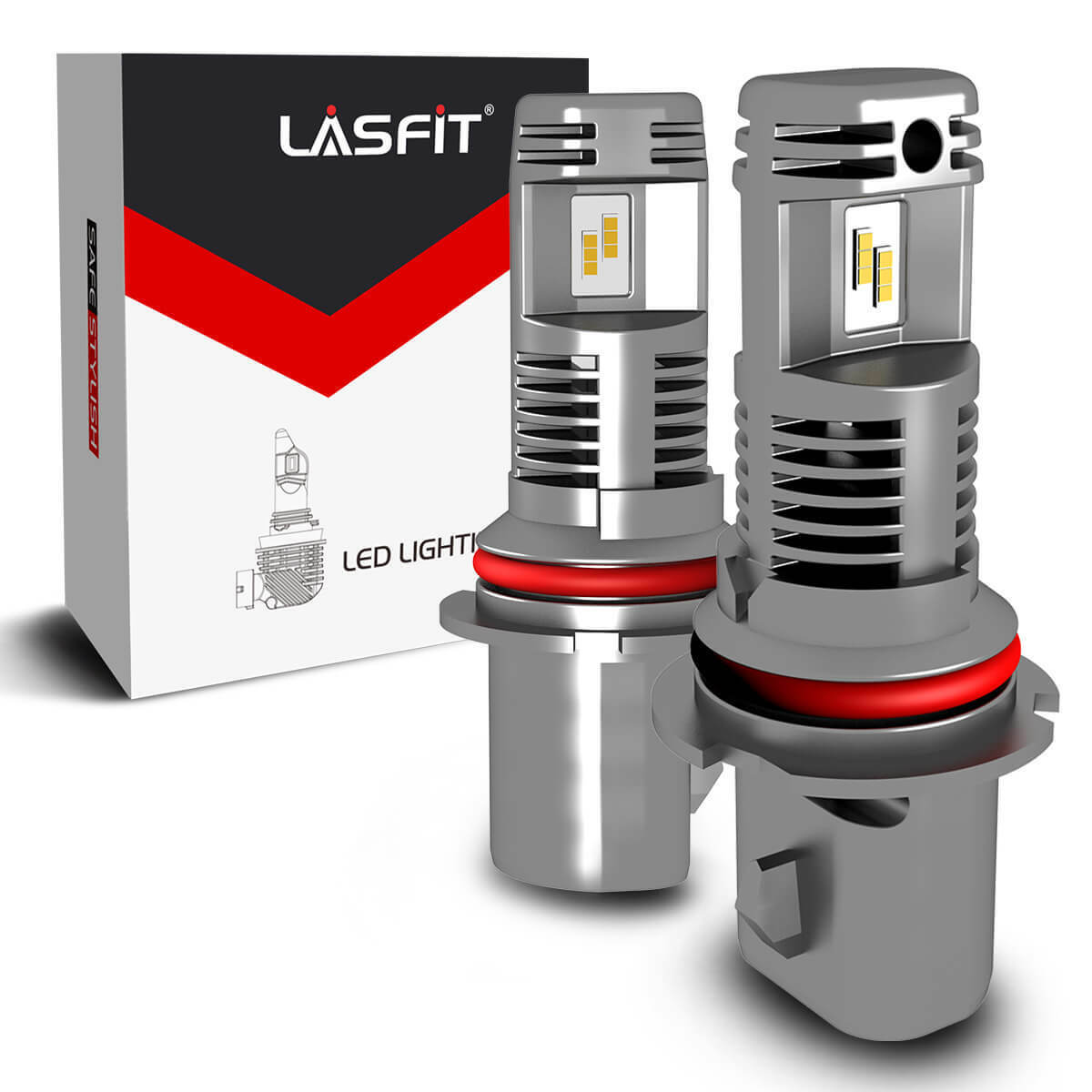 Lasfit 9007 HB5 LED Headlight Bulbs High Low Beam 6000K White Fanless Bright 2X