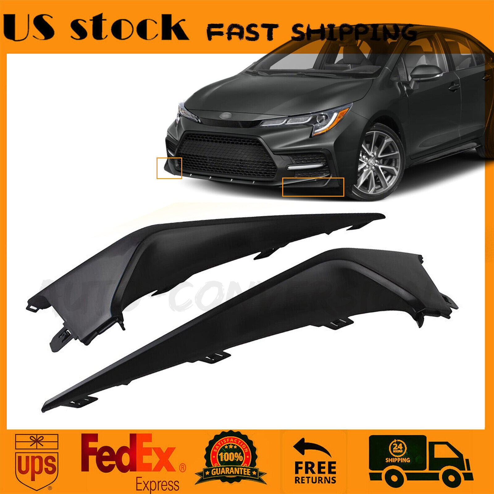 For 2020-2022 Toyota Corolla SE XSE Front Bumper Grille Lower Trim Molding 2PCS