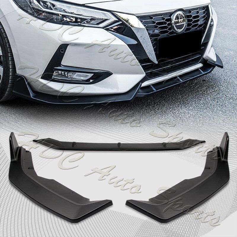 For 2020-2023 Nissan Sentra Unpainted BLK Front Bumper Body Kit Spoiler Lip 3PCS