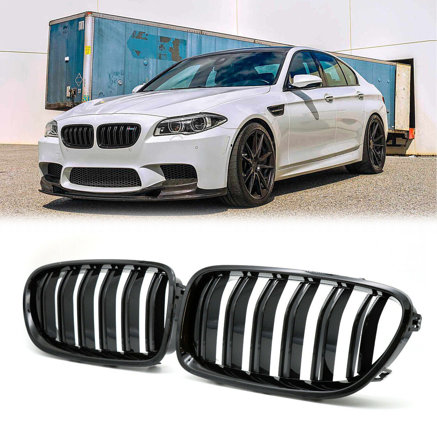 Front Kidney Grill for BMW 5 Series F10/F11 550i 535i 10-16 Glossy Black Grille