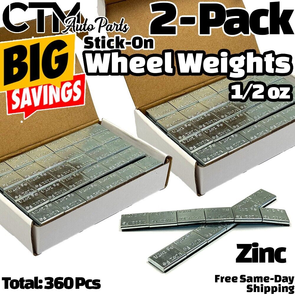 BOX 360 pcs 1/2oz 0.5oz ZINC Coated Adhesive Stick on balance Wheel Weights