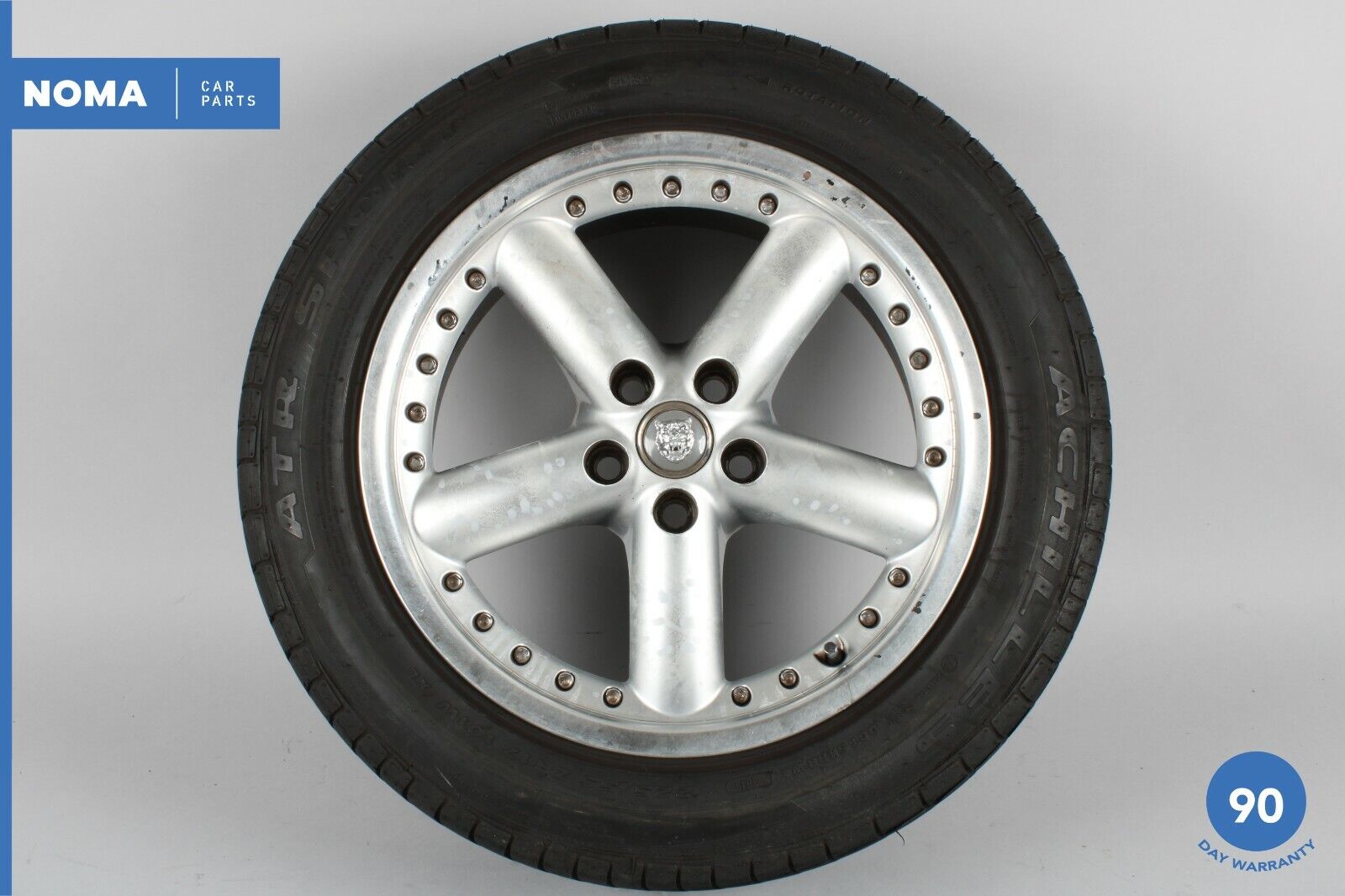 03-08 Jaguar S-Type X202 17x8 17 Inch 5 Spoke Rim Wheel w/ Tire Achilles OEM