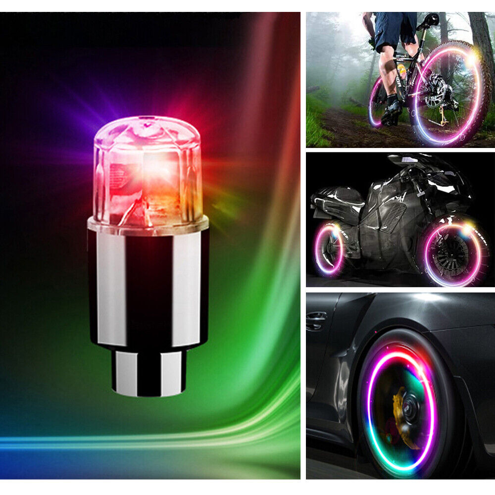 Multicolor 4x Car Wheel Tire Tyre Air Valve Stem LED Light Cap Cover Accessories