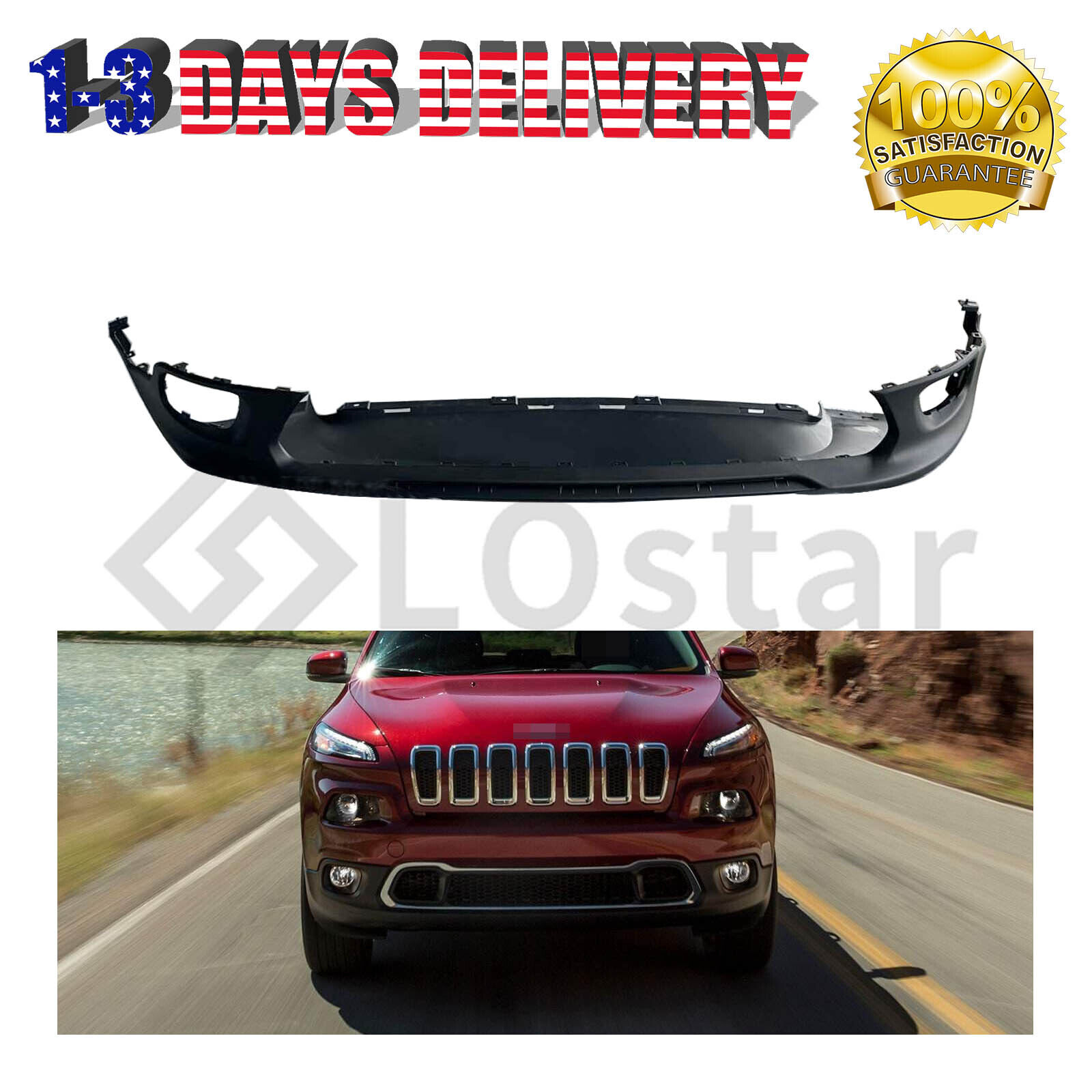 Front Lower Bumper Cover Fits 2014-2018 Jeep Cherokee w/ Fog Lamp Holes Textured