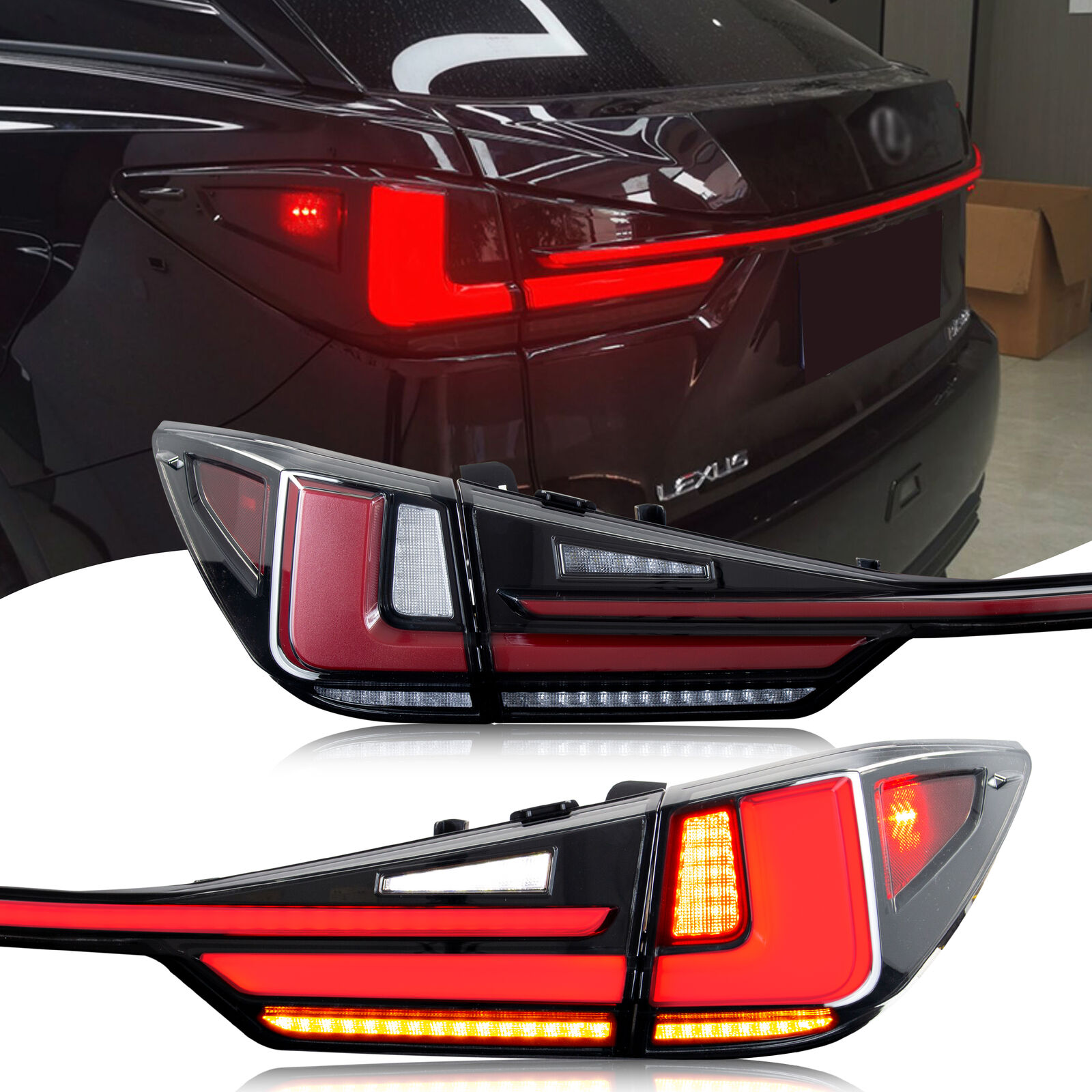 LED Sequential Tail Lights & Middle Lamp for Lexus RX350 RX450 F Sport 2016-2022