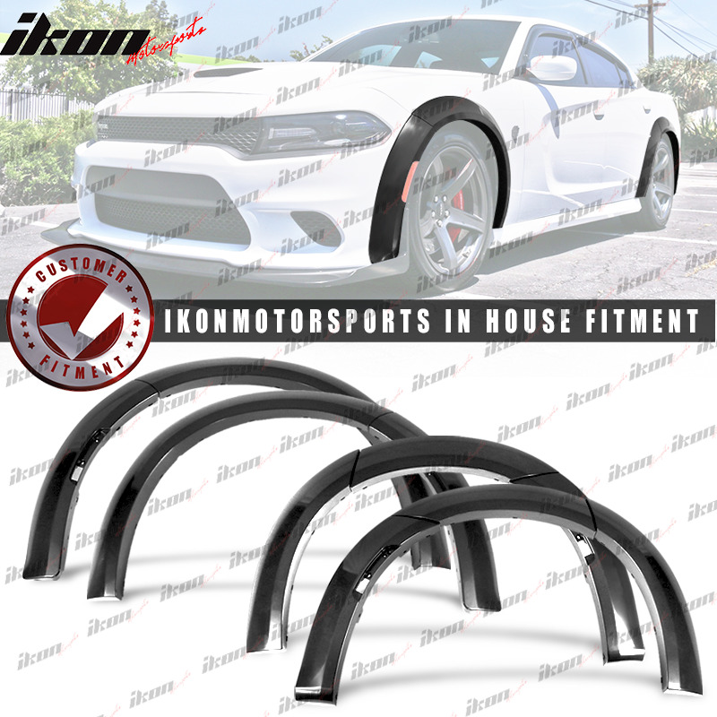 Fits 15-23 Dodge Charger Widebody Style Unpainted Black Fender Flares 10PC ABS