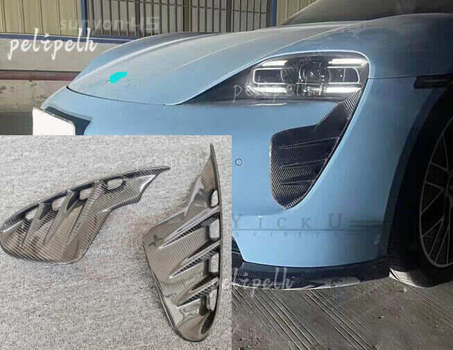 2P Carbon Fiber For Porsche Taycan 20-2022 Front bumper air intake spoiler cover