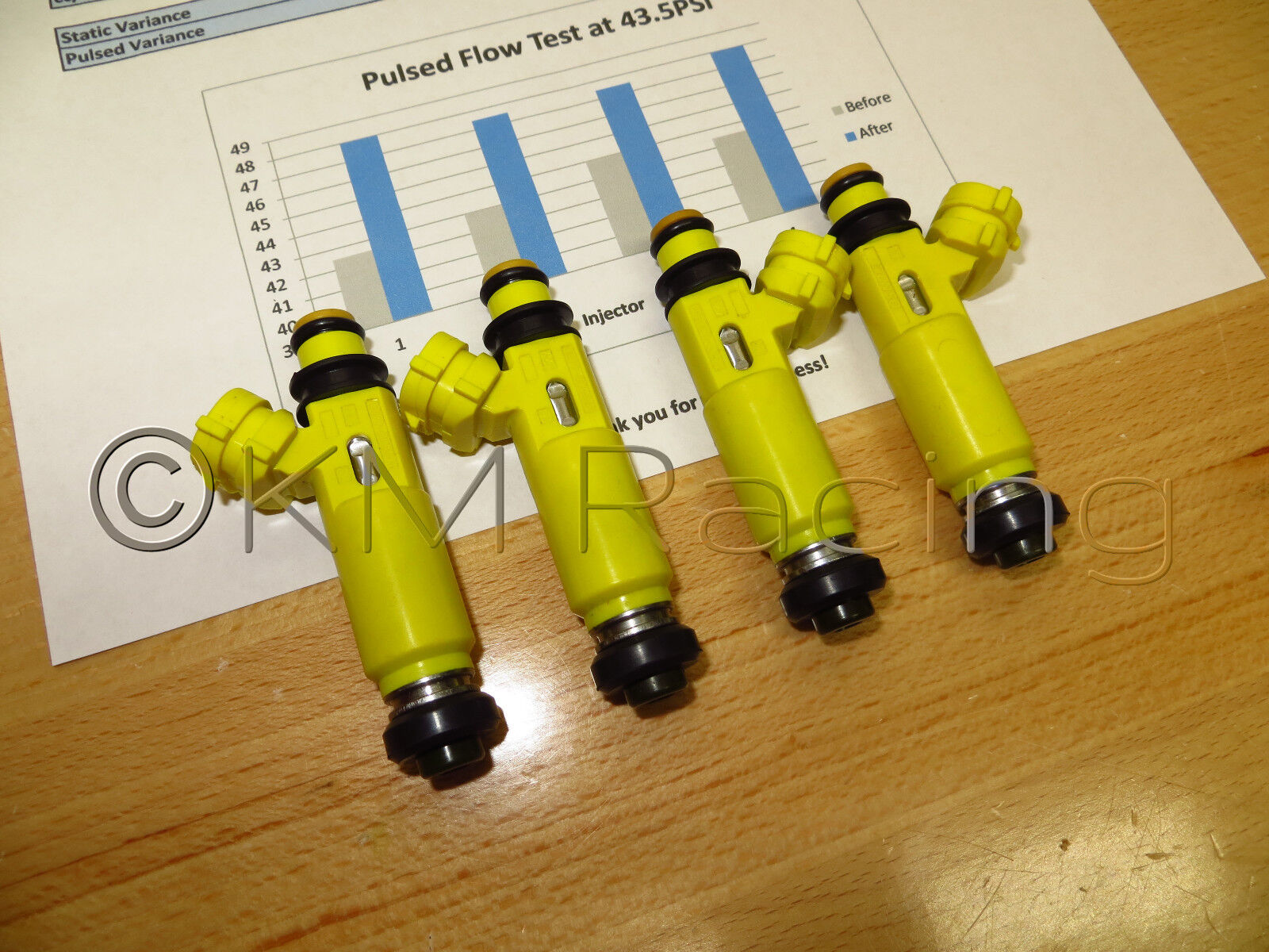 4x Mazda RX-8 Denso Yellow Fuel Injectors: Flow Tested & Cleaned