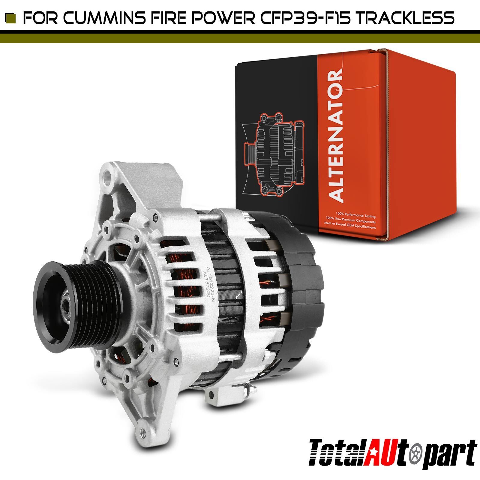 Alternator for Cummins Fire Power Trackless 2005-2010 95 Amp CW 8-Groove Pulley