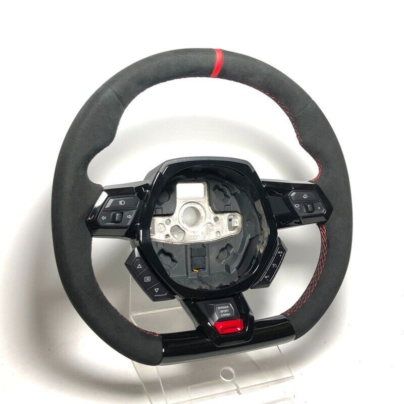 OE Lamborghini Huracan Alcantara gloss black trim steering wheel RED ring NEW