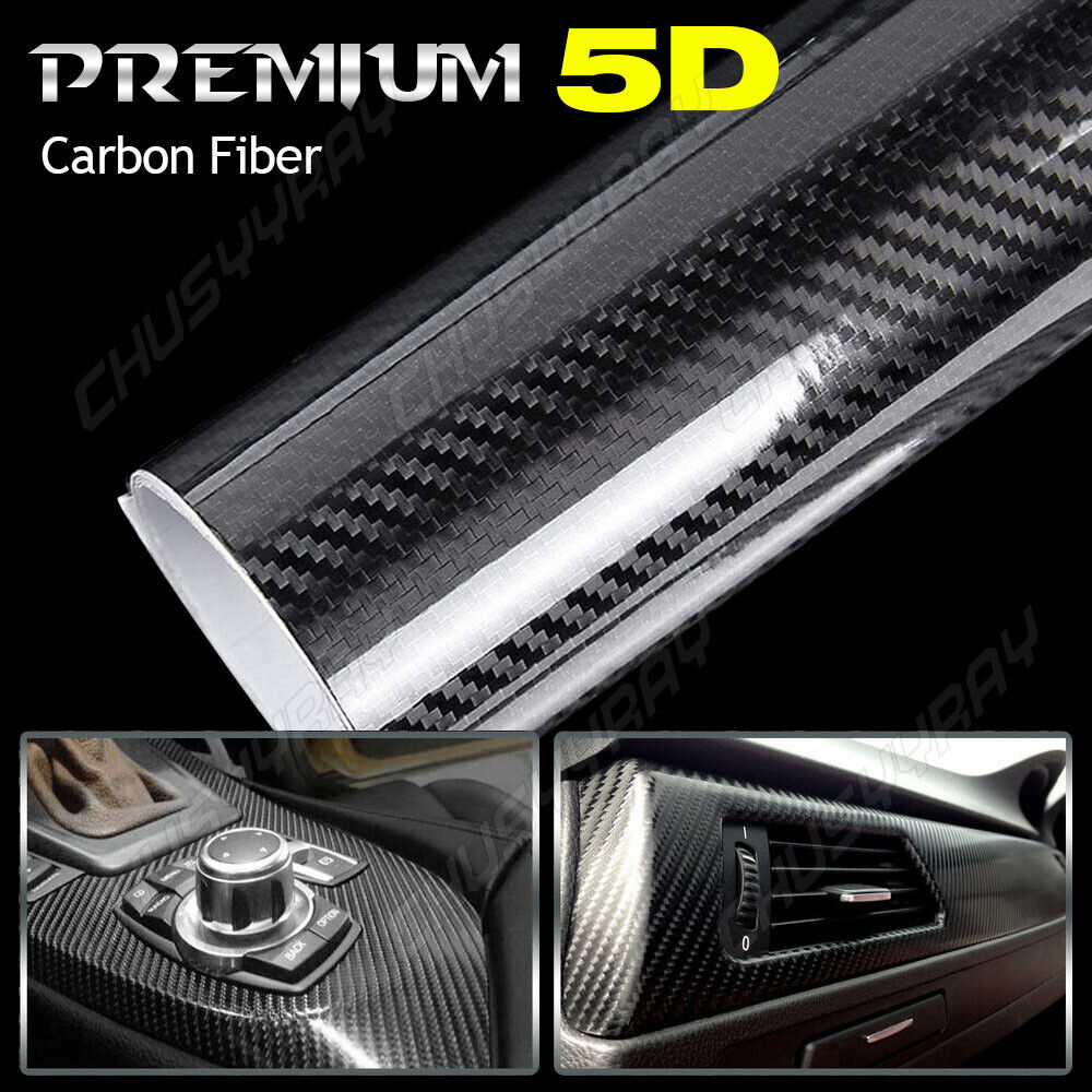 Car Interior Accessories Panel Black Carbon Fiber Vinyl Wrap Stickers 12\'\'x60\'\'