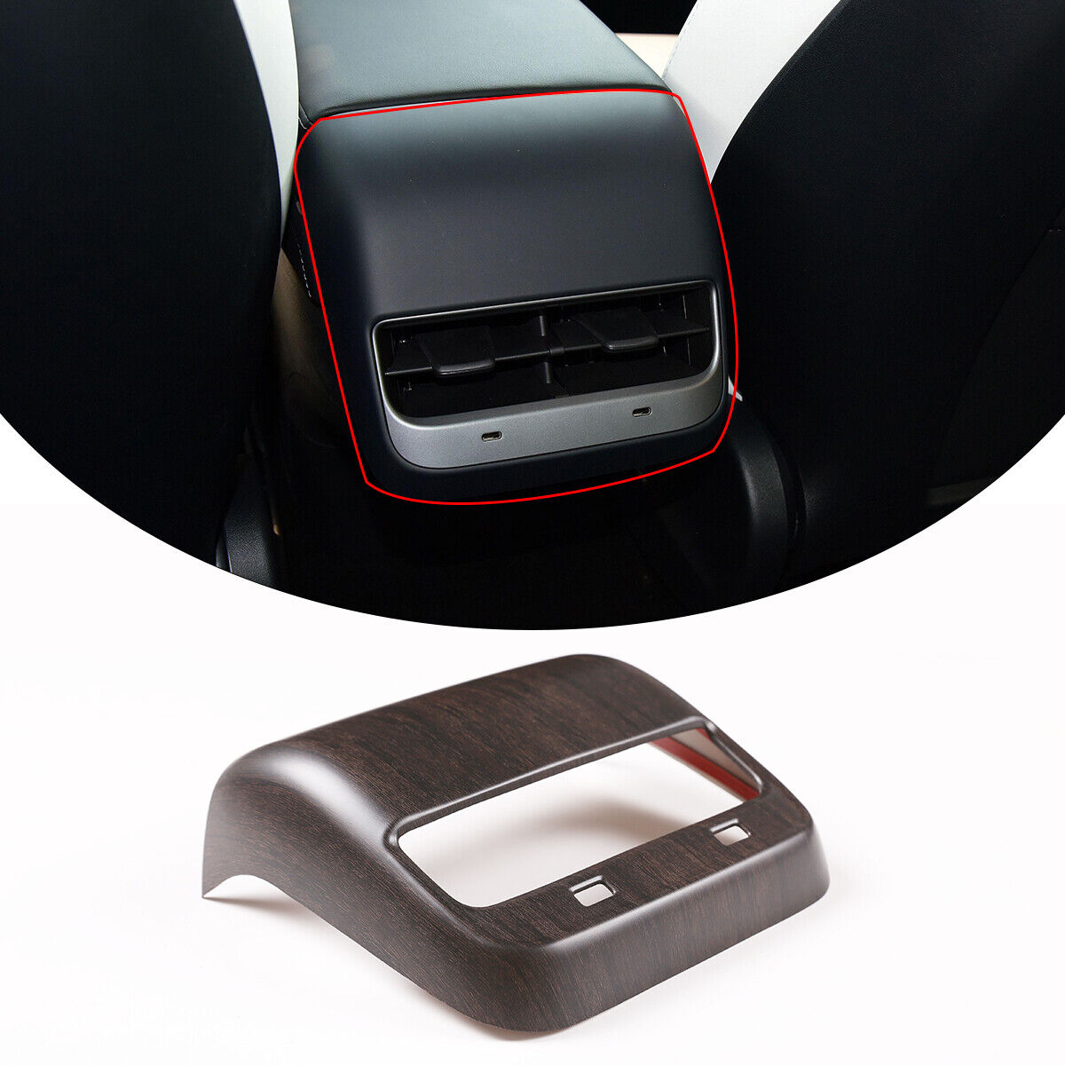 Grain Armrest Rear Exhaust Air Vent Cover Trim Plate for Tesla Model 3/Y 17-21