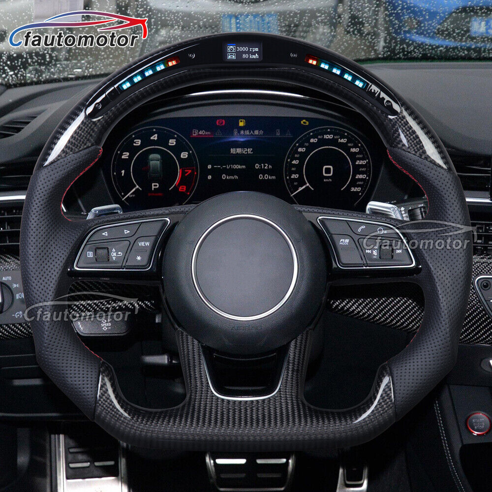 Carbon Fiber LED Leather Steering Wheel For 17+ Audi RS3 RS4 RS5 S3 S4 S5 A4