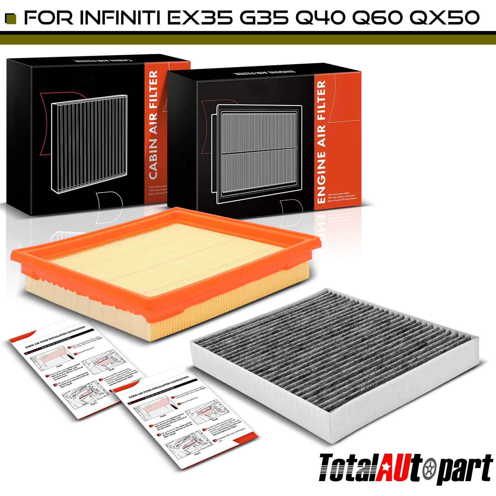 1x Engine & 1x Activated Carbon Cabin Air Filter for INFINITI EX35 EX37 G25 G37