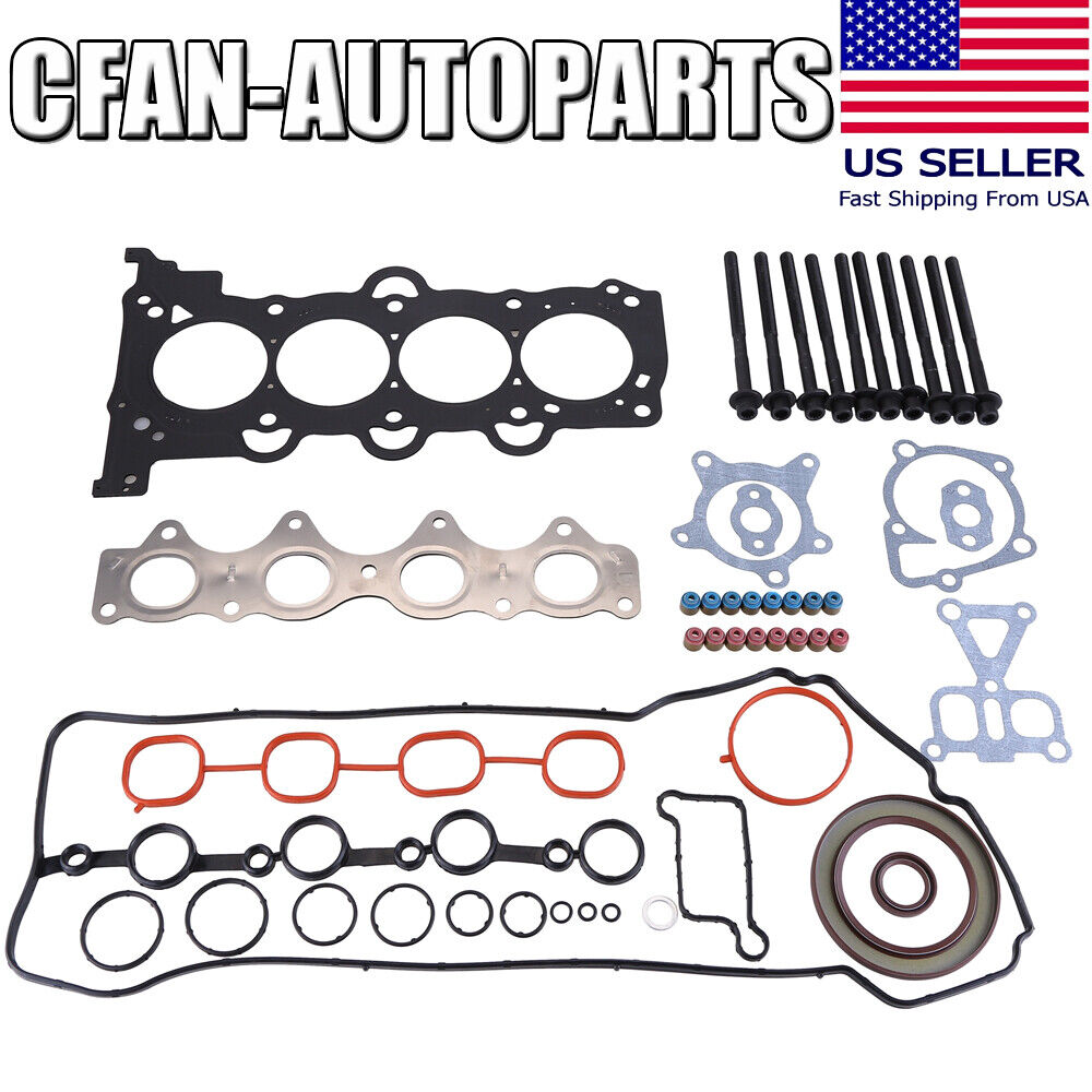 Head Gasket Set W/Bolts &Intake Exhaust Valves For Accent Veloster Rio Soul 1.6L