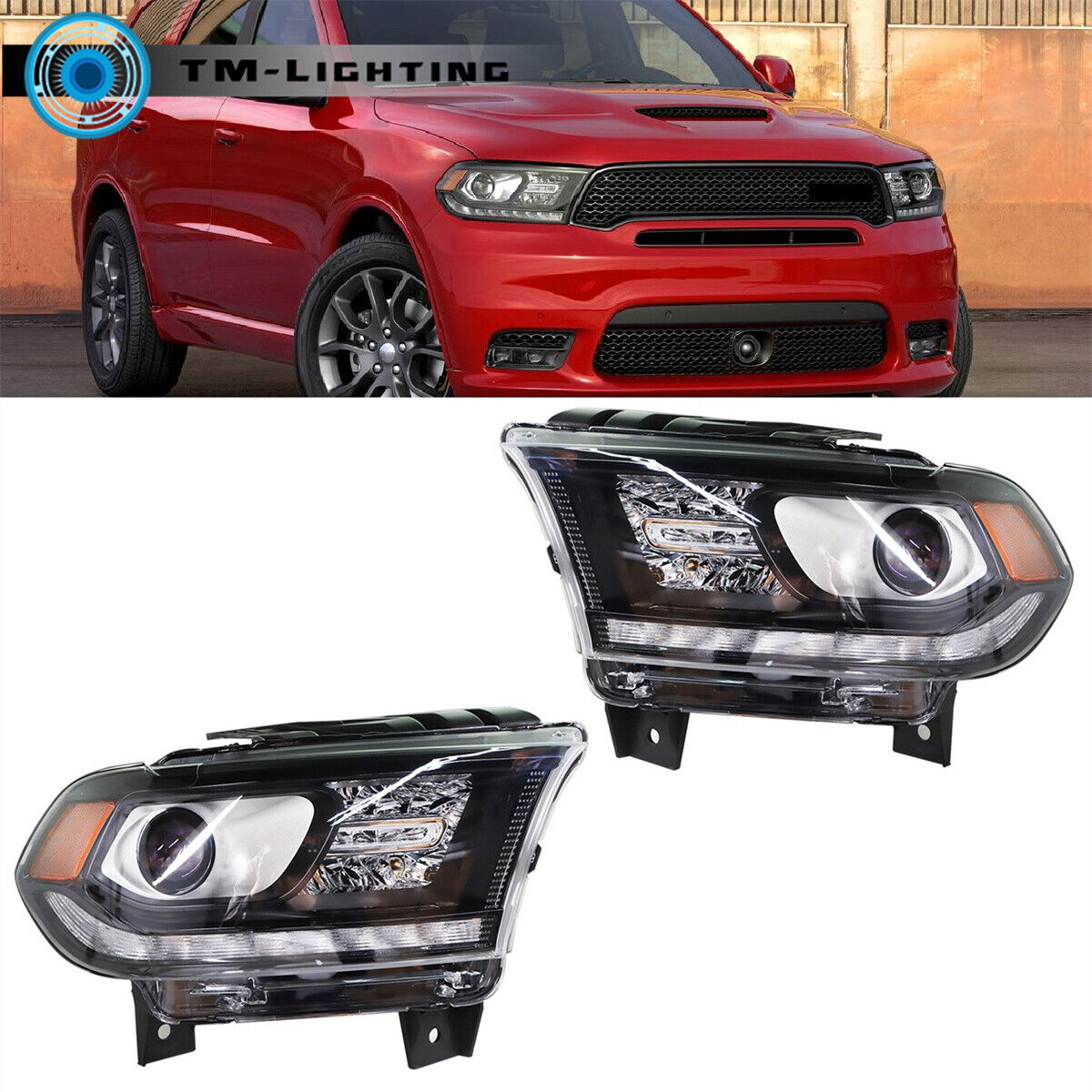 For 2016 2017-20 Dodge Durango Left&Right Headlights Headlamps Pair Replacement