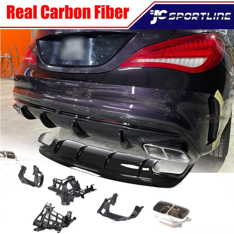 Rear Diffuser Exhaust Tailpipe Fit For Benz C117 CLA200 CLA250 CLA45AMG 13-15