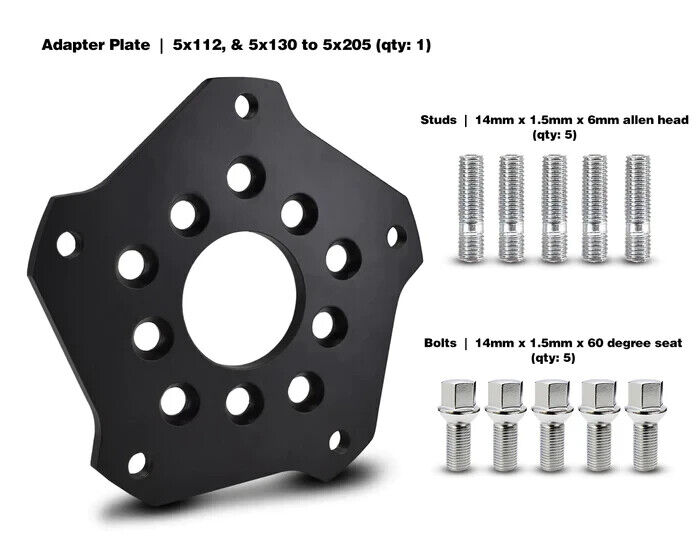5x112 and 5x130 TO 5X205 WHEEL ADAPTERS ( SOLD AS EACH )