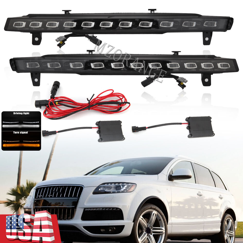Sequential LED DRL Daytime Running Light Turn Signal Lamps For Audi Q7 2010-2015