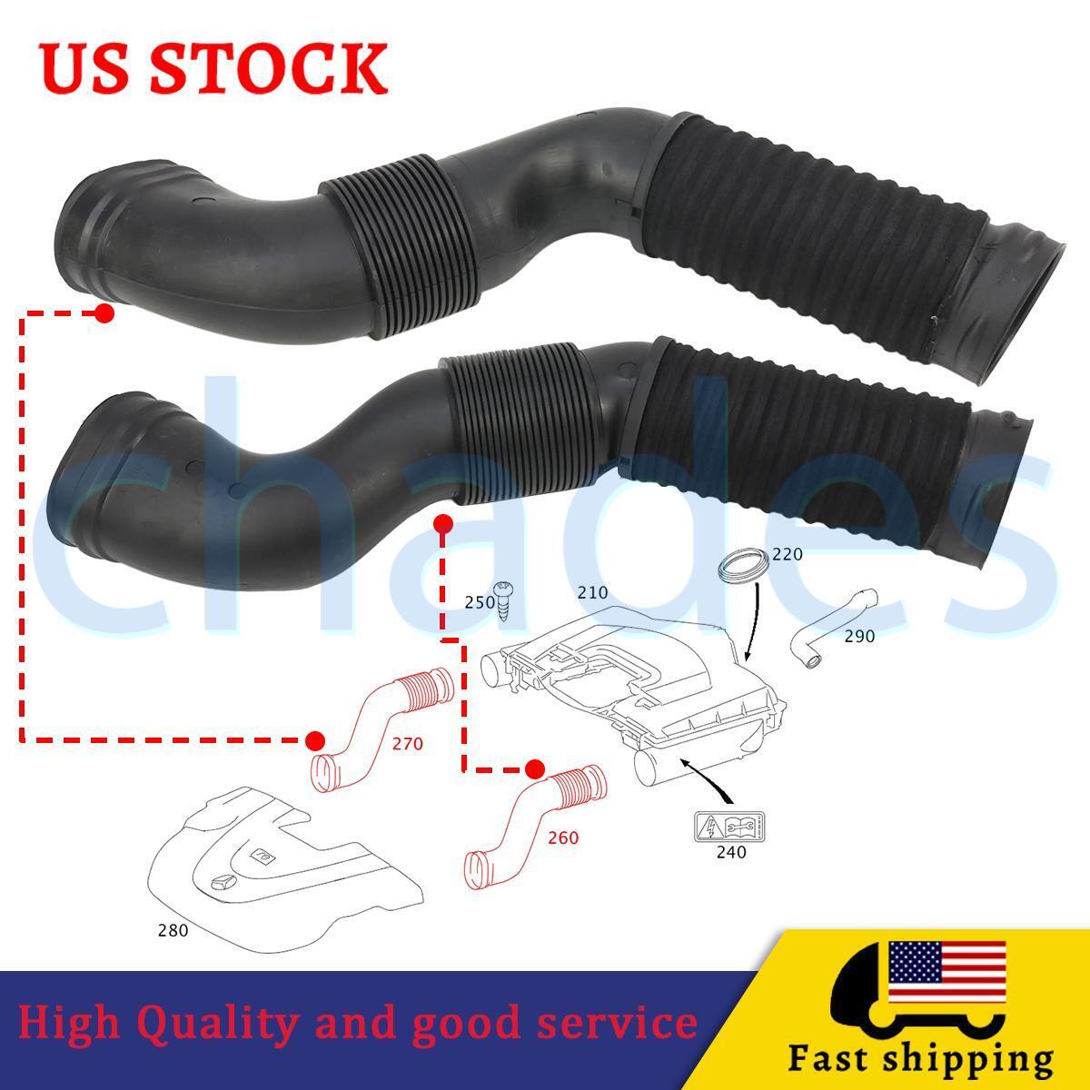 1Pair Left & Right Air Intake Duct Pipe Hose for Benz V251 M272 R300 R350 R500