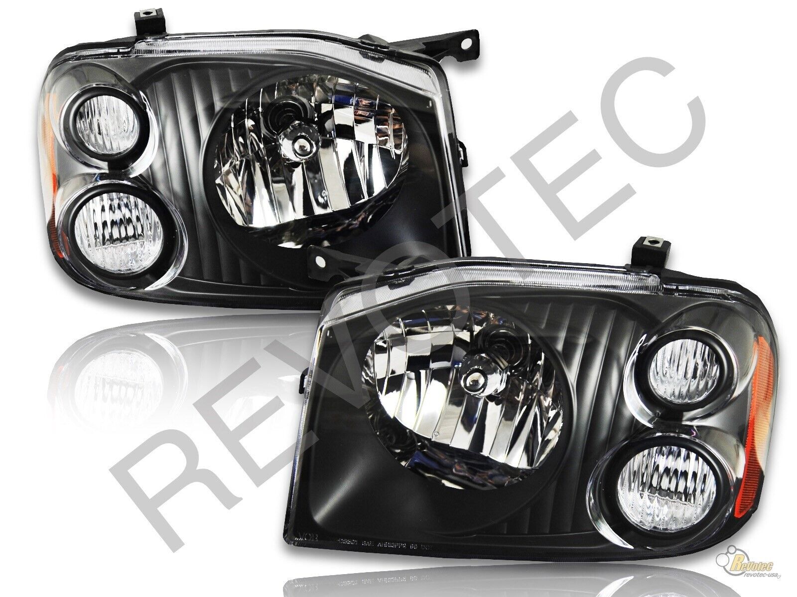 Black Headlights Headlamps Pair Set LH & RH For 2001-2004 Nissan Frontier Pickup