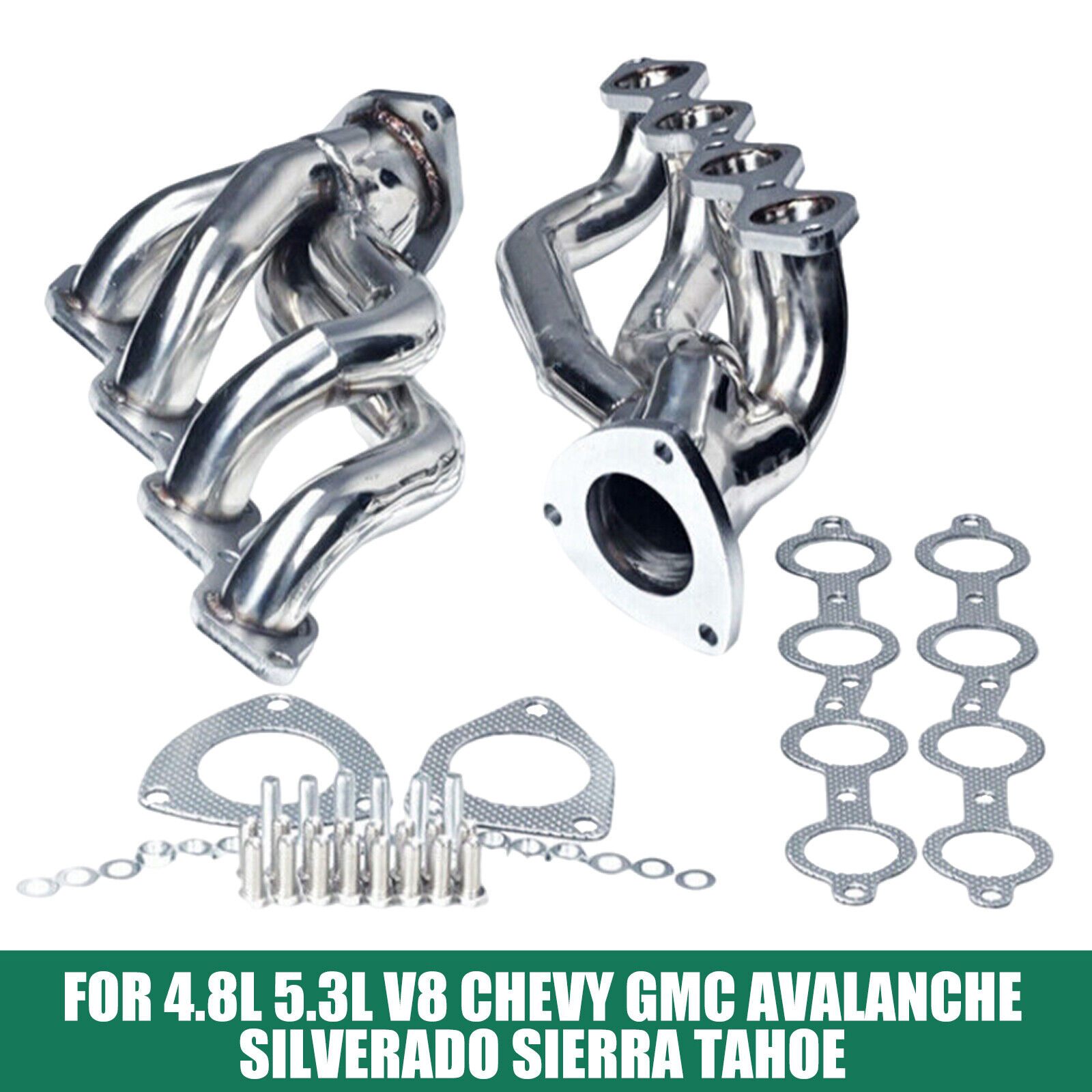 1 Pair Headers For 4.8L 5.3L V8 00-06 Chevy GMC Silverado Sierra Avalanche Tahoe