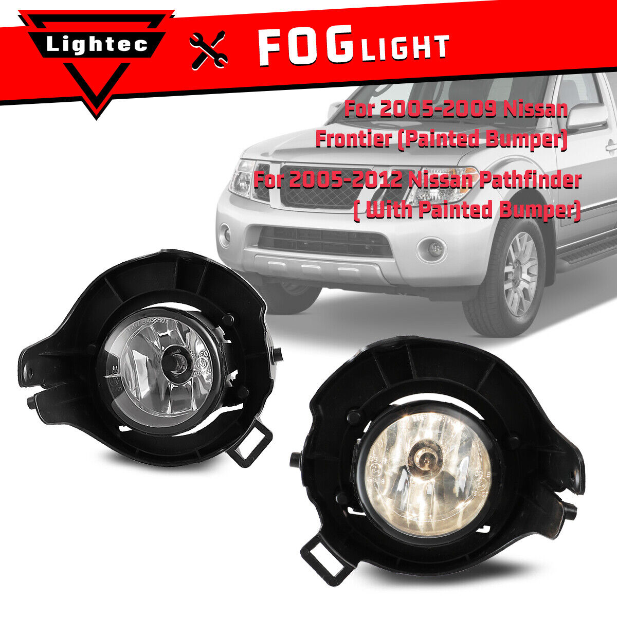 Fog Lights for 2005-2012 Nissan Pathfinder w/ Painted Bumper Clear Lamp 1 Pair