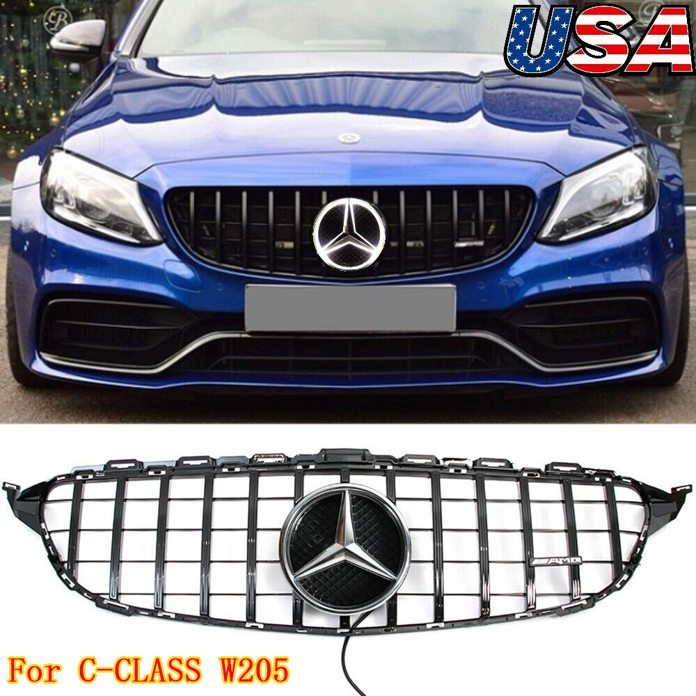 GTR Grill w/Star Front Upper Grille For 2015-18 Mercedes Benz C-CLASS W205 C300