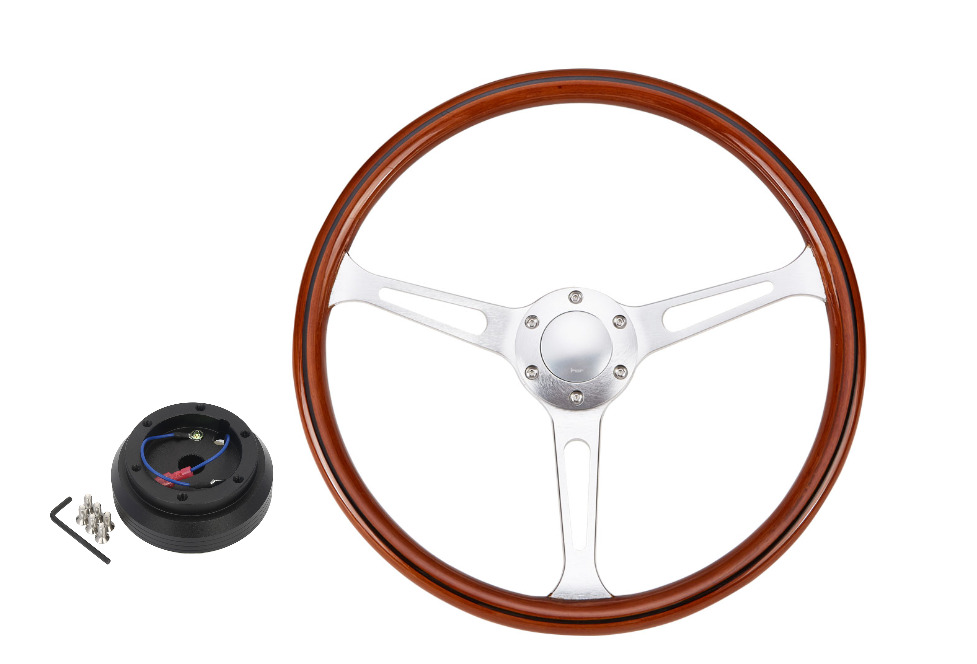 Comfort Grip Steering Wheel Kit Wood Grain 3-spoke Camaro Chevelle Nova El Cam