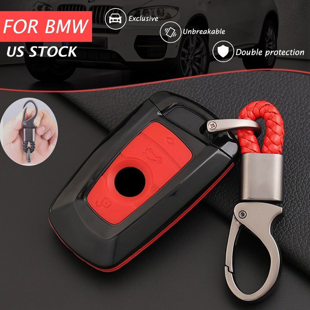 1X RED CARBON FIBER STYLE CAR KEY COVER CASE FOR BMW 1 3 4 5 GT320 SERIES