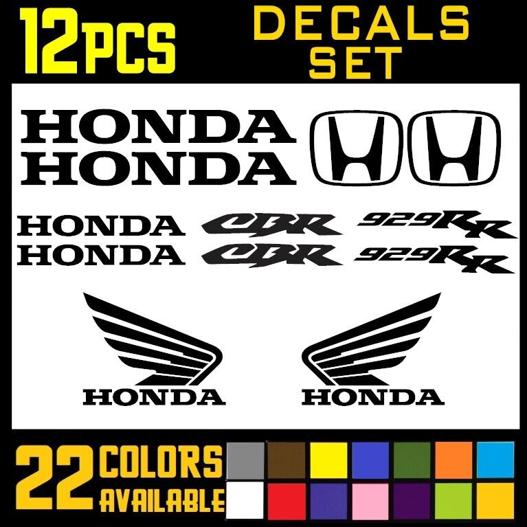 12 Pieces Decal Stickers Set for Honda CBR 929 RR Motorcycle Labeling