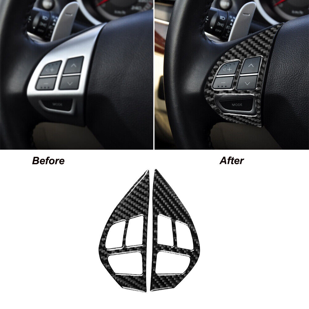 For Mitsubishi Lancer Evo 2008-15 Carbon Fiber Steering Wheel Button Cover Trim