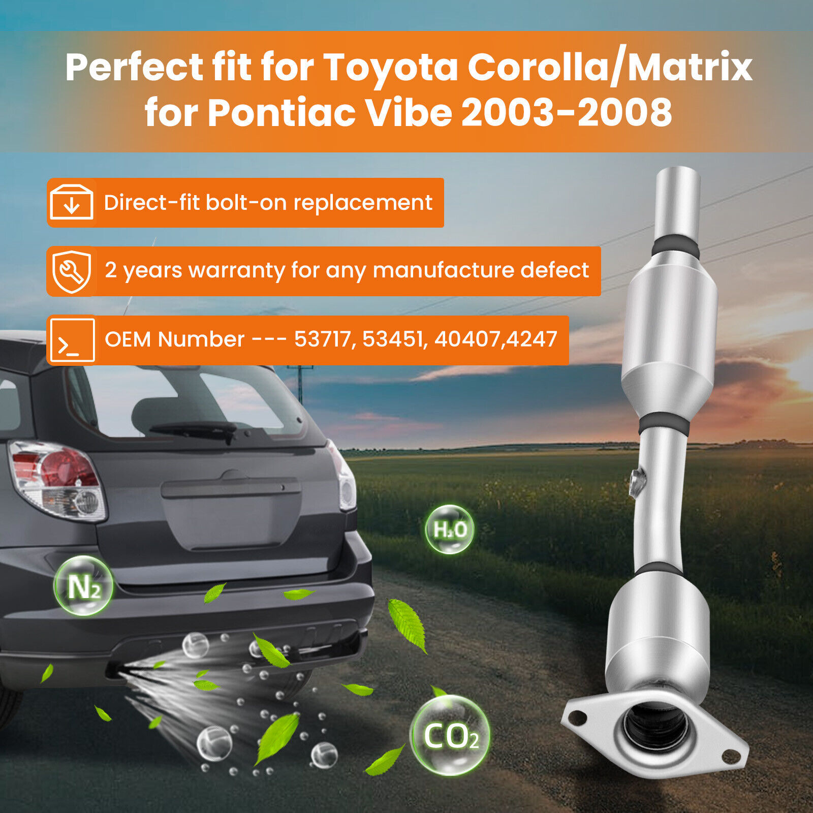 Exhaust Catalytic Converter For Toyota Corolla / Matrix 1.8L 2003-2008 Steel