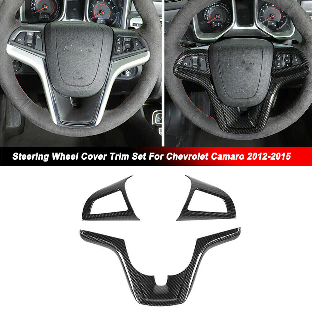 For Camaro 2012 2013 2014 2015 Carbon fiber Steering Wheel Cover Interior Trim