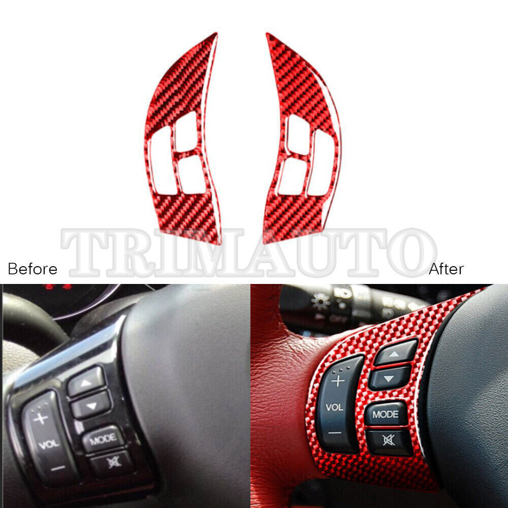 For Mazda RX-8 RX8 Red Carbon Fiber Steering Wheel Button Cover Trim 2004-2008