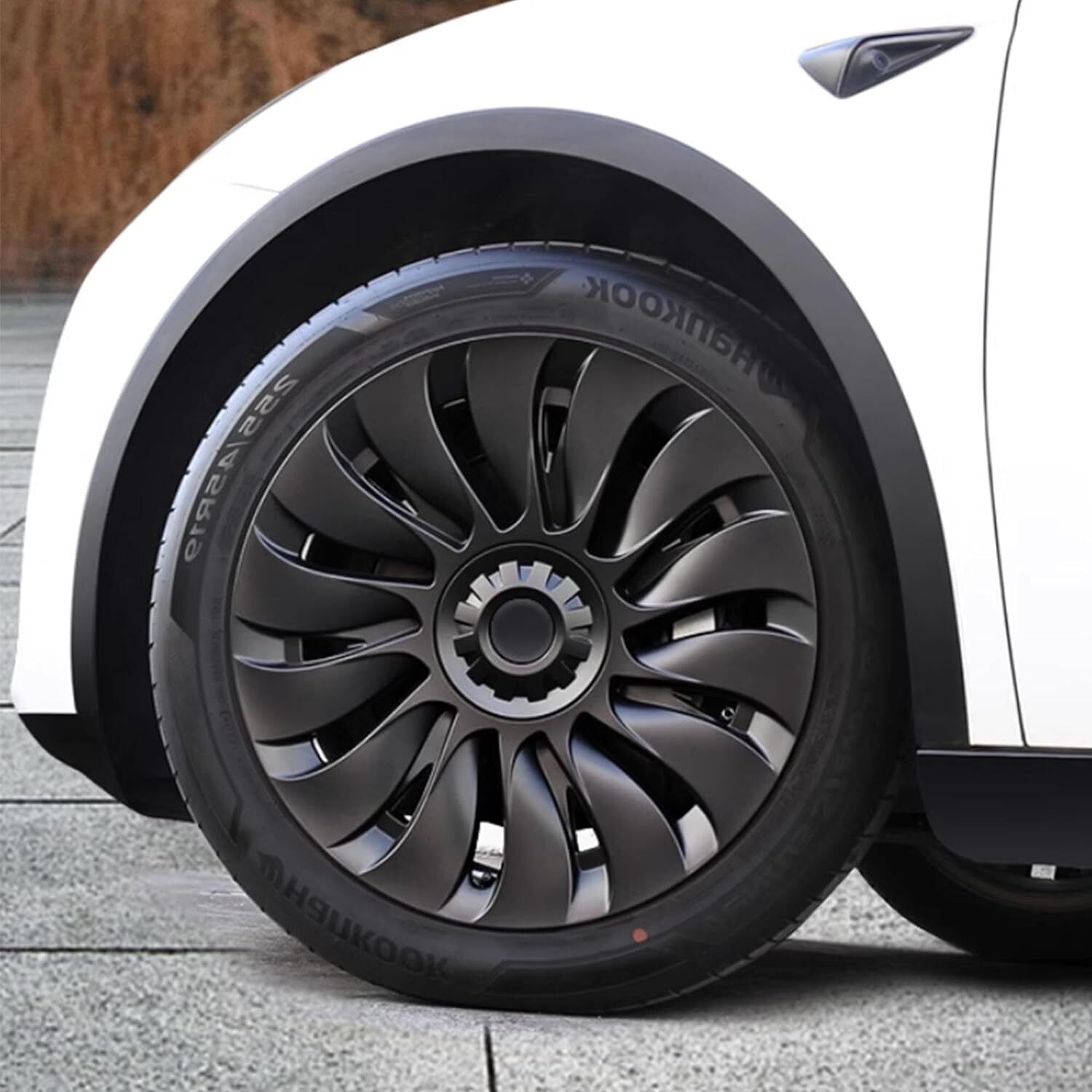 4PCS Tesla Model Y Wheel Cover 19 Inch Symmetrical Matte Black Hubcaps